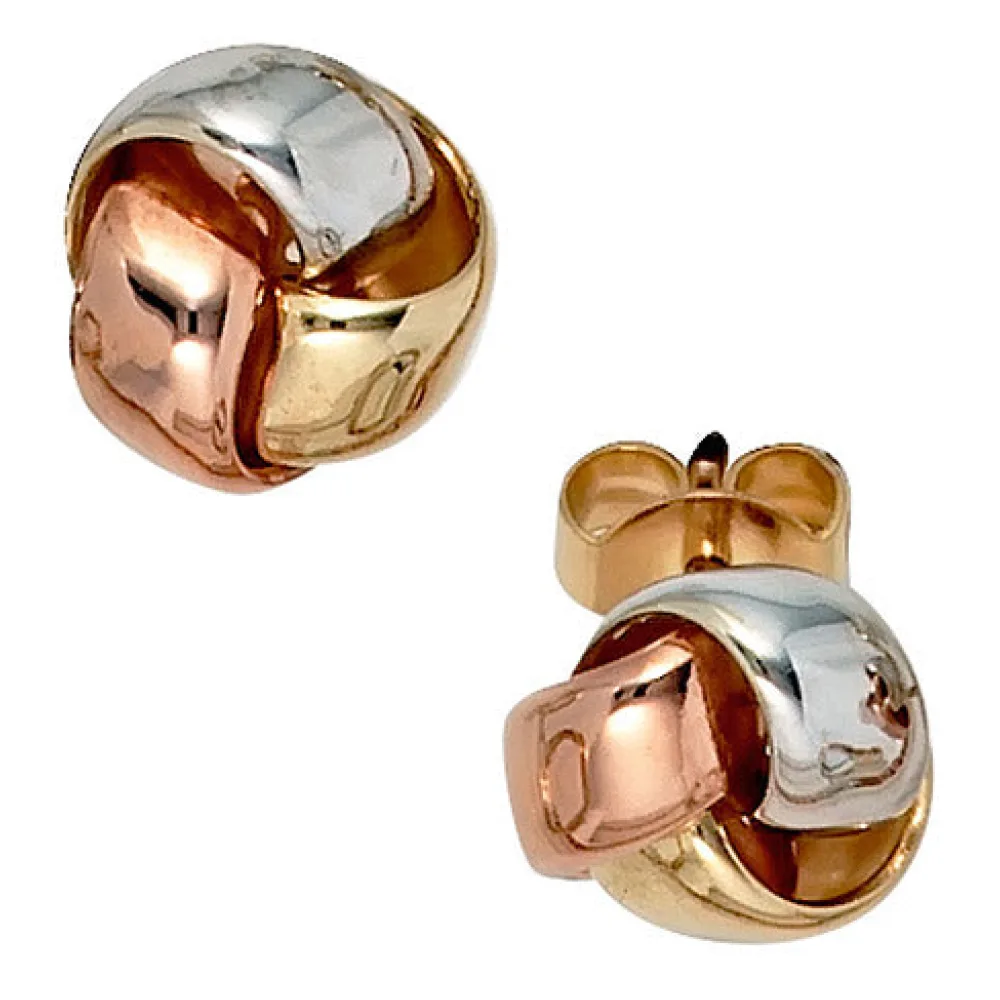 Ohrstecker Knoten 585 Gold dreifarbig tricolor Ohrringe Goldohrringe