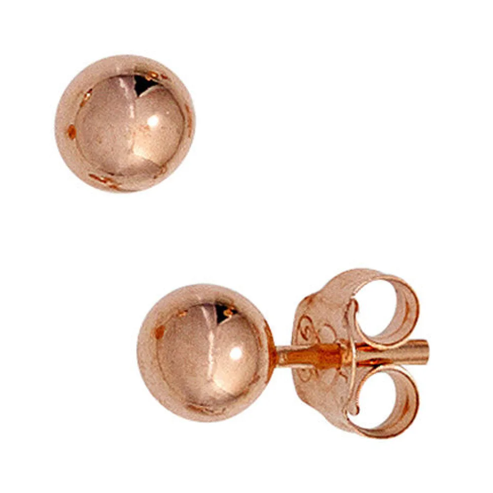 Ohrstecker Kugel 925 Sterling Silber rotgold vergoldet Ohrringe Kugelohrstecker