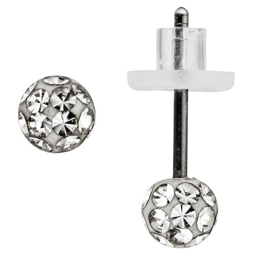 Ohrstecker Kugel Edelstahl mit SWAROVSKI® ELEMENTS Ohrringe Kugelohrstecker