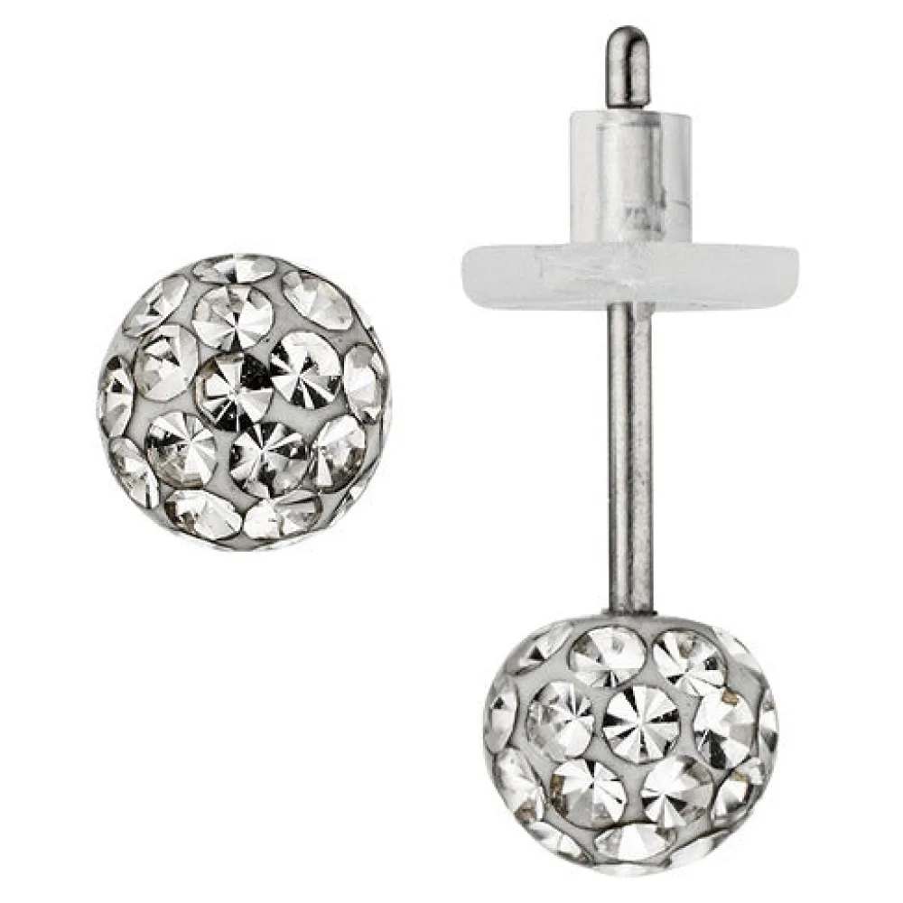 Ohrstecker Kugel Edelstahl mit SWAROVSKI® ELEMENTS Ohrringe Kugelohrstecker