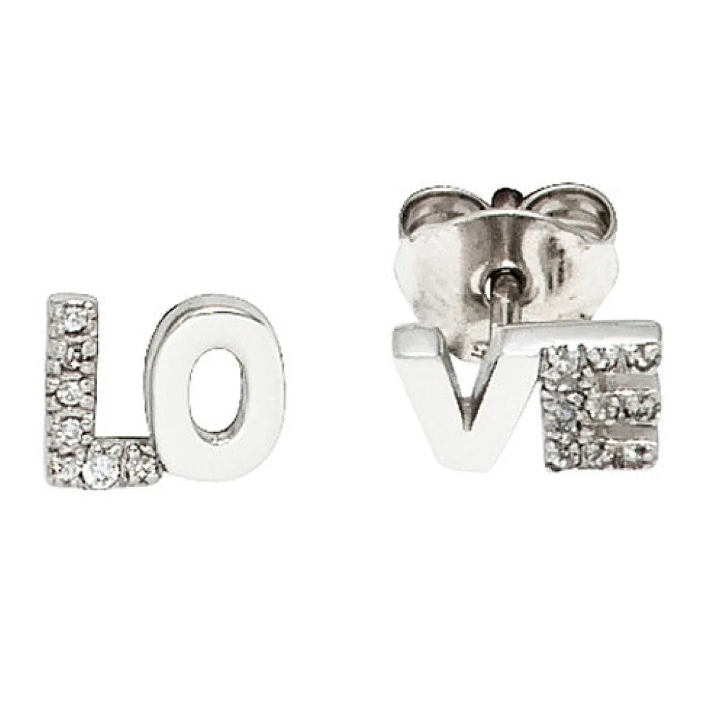 Ohrstecker LOVE Liebe 925 Sterling Silber rhodiniert mit Zirkonia Ohrringe