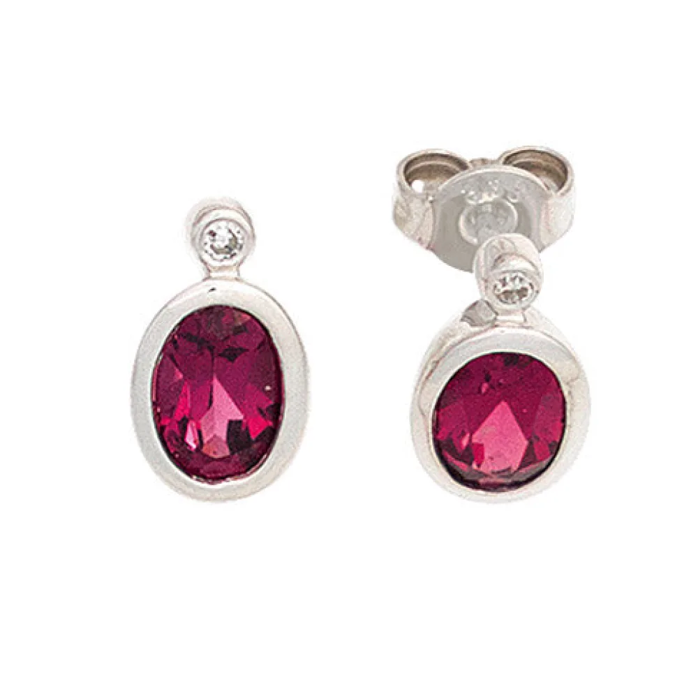 Ohrstecker oval 585 Gold Weißgold 2 Turmaline rosa pink 2 Diamanten Ohrringe
