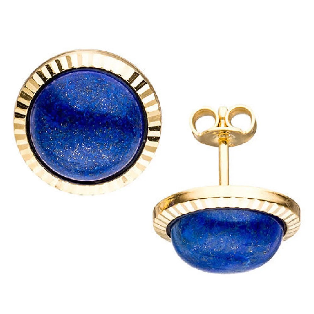 Ohrstecker rund 333 Gold Gelbgold 2 Lapislazuli blau Ohrringe Goldohrringe