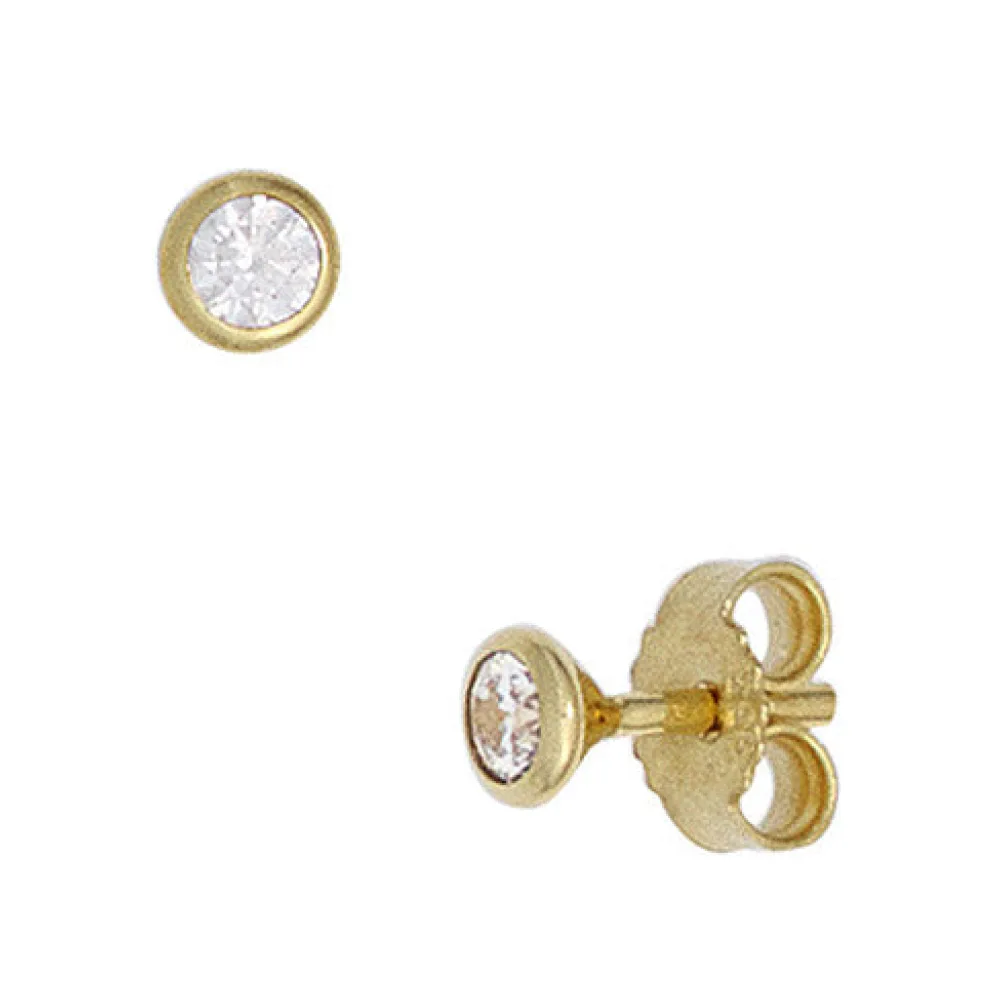 Ohrstecker rund 333 Gold Gelbgold 2 Zirkonia Ohrringe Goldohrstecker