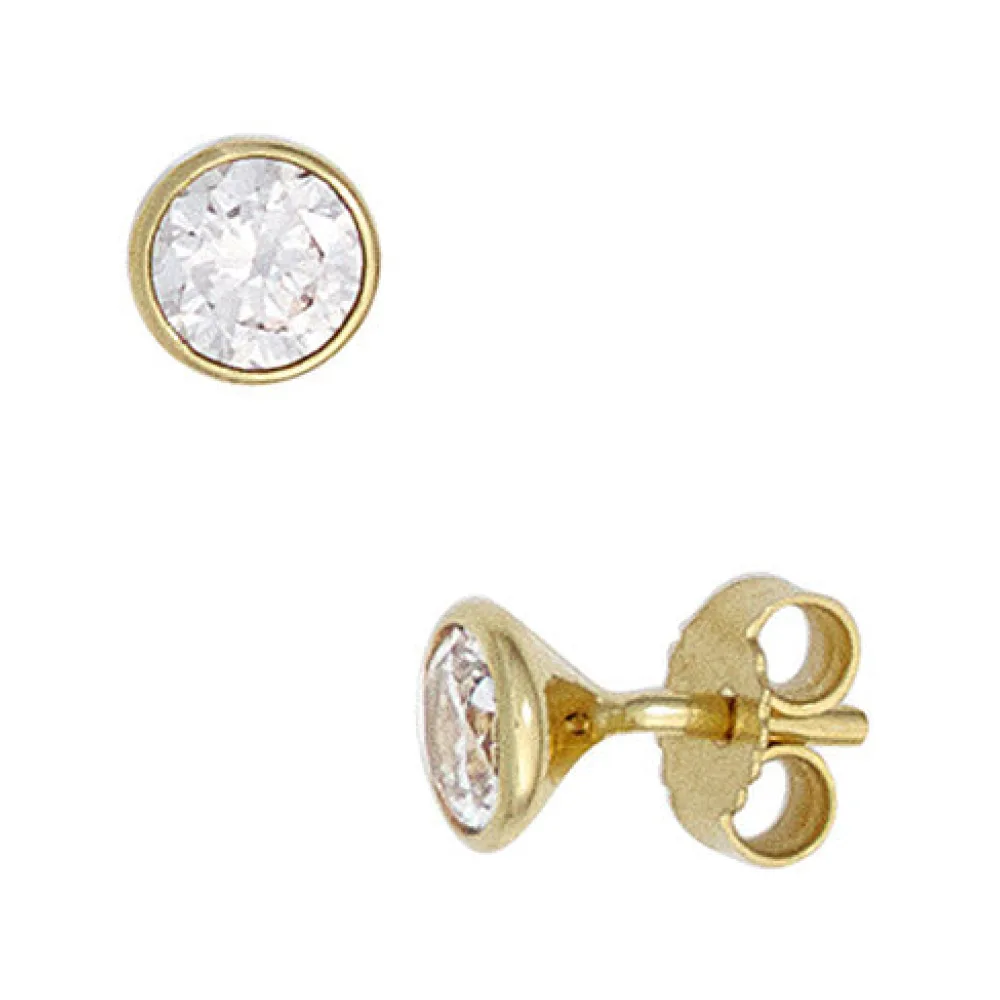 Ohrstecker rund 333 Gold Gelbgold 2 Zirkonia Ohrringe Goldohrstecker
