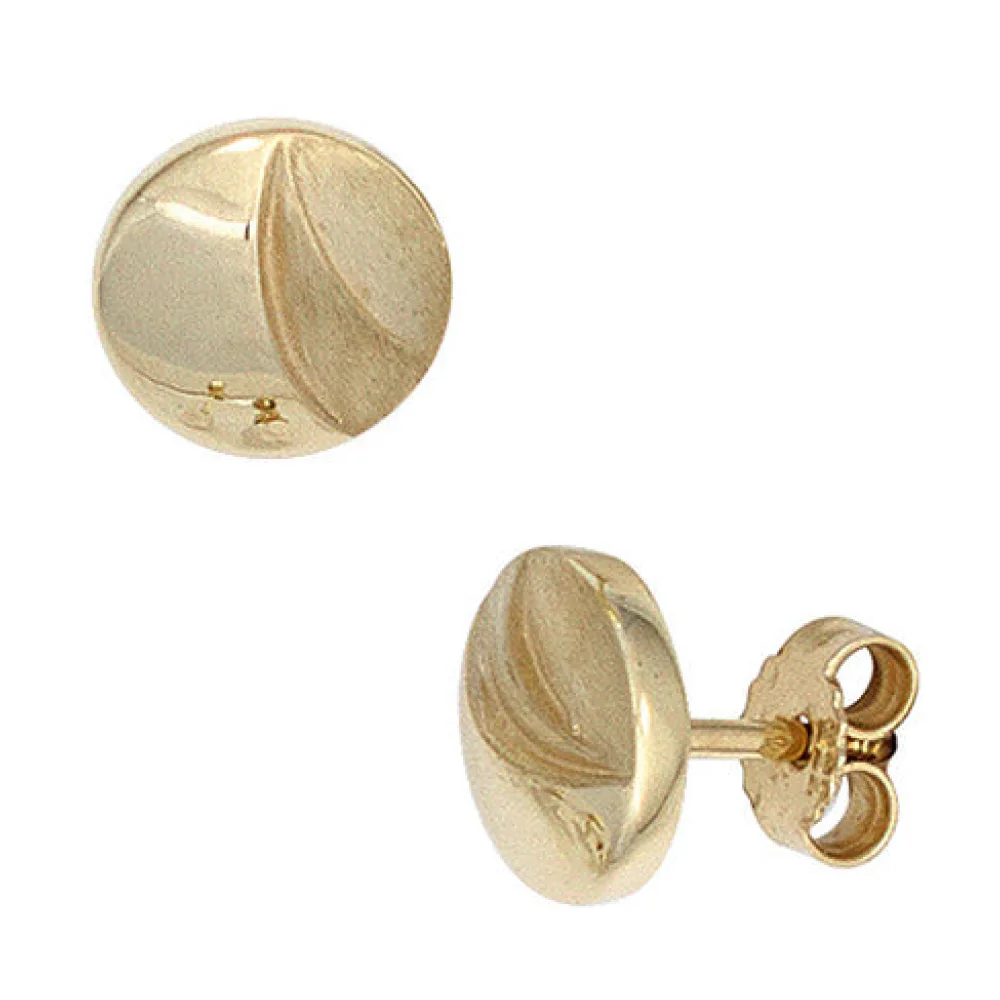 Ohrstecker rund 333 Gold Gelbgold mattiert Ohrringe Goldohrstecker