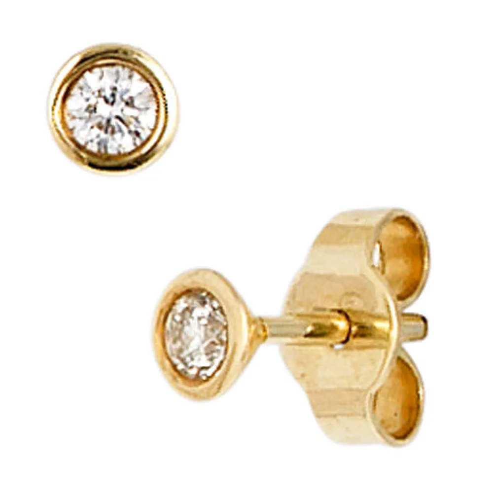 Ohrstecker rund 585 Gold Gelbgold 2 Diamanten Brillanten 0 10ct. Ohrringe