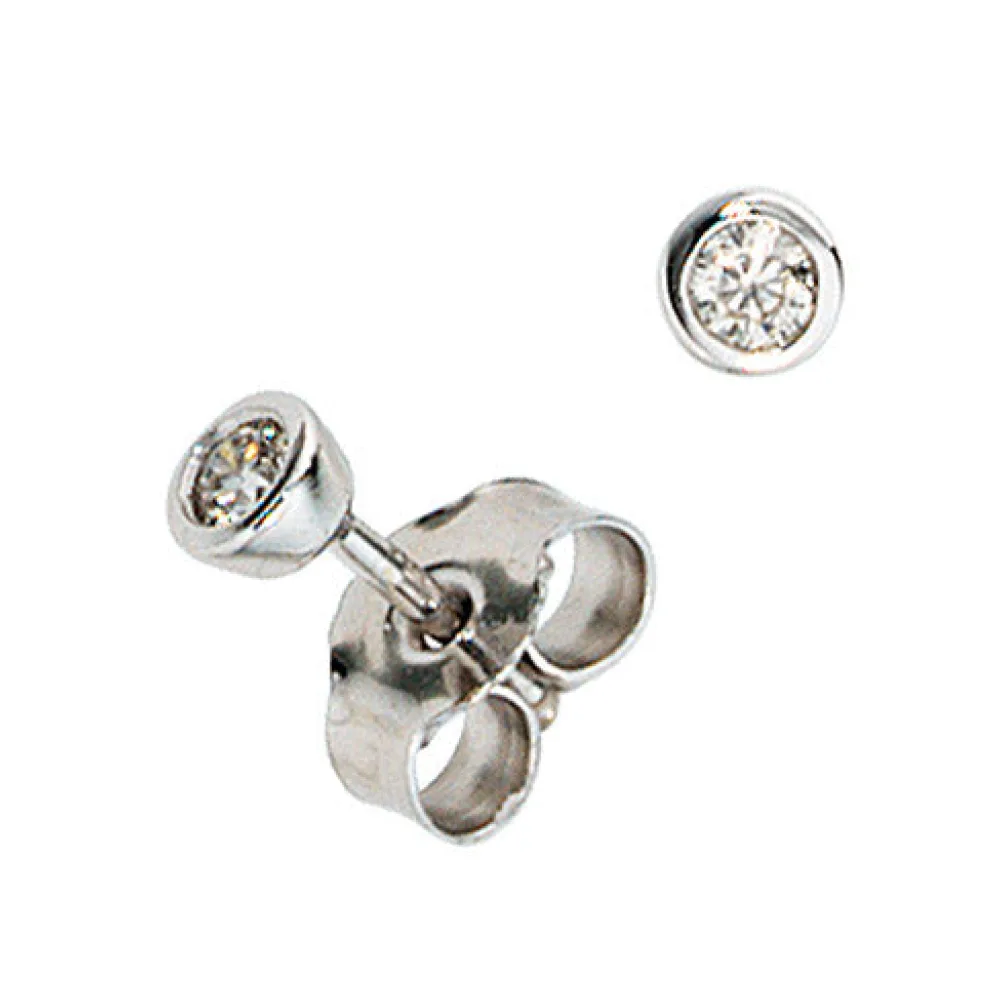 Ohrstecker rund 585 Gold Weißgold 2 Diamanten Brillanten 0 10ct. Ohrringe