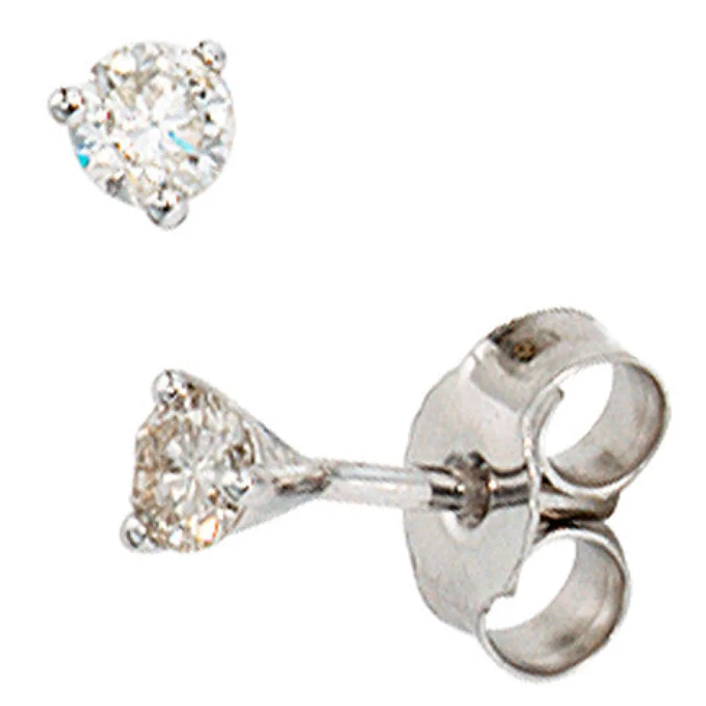 Ohrstecker rund 585 Gold Weißgold 2 Diamanten Brillanten 0 25ct. Ohrringe