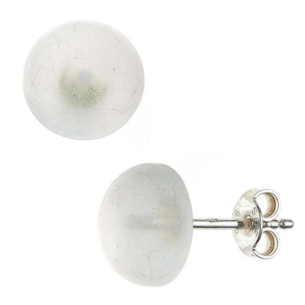 Ohrstecker rund 925 Sterling Silber 2 Bergkristalle Ohrringe