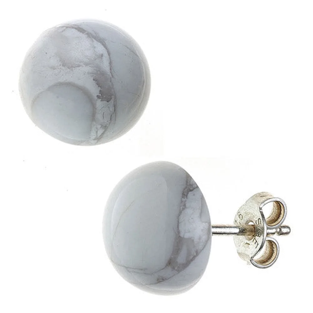 Ohrstecker rund 925 Sterling Silber 2 Howlithe Ohrringe