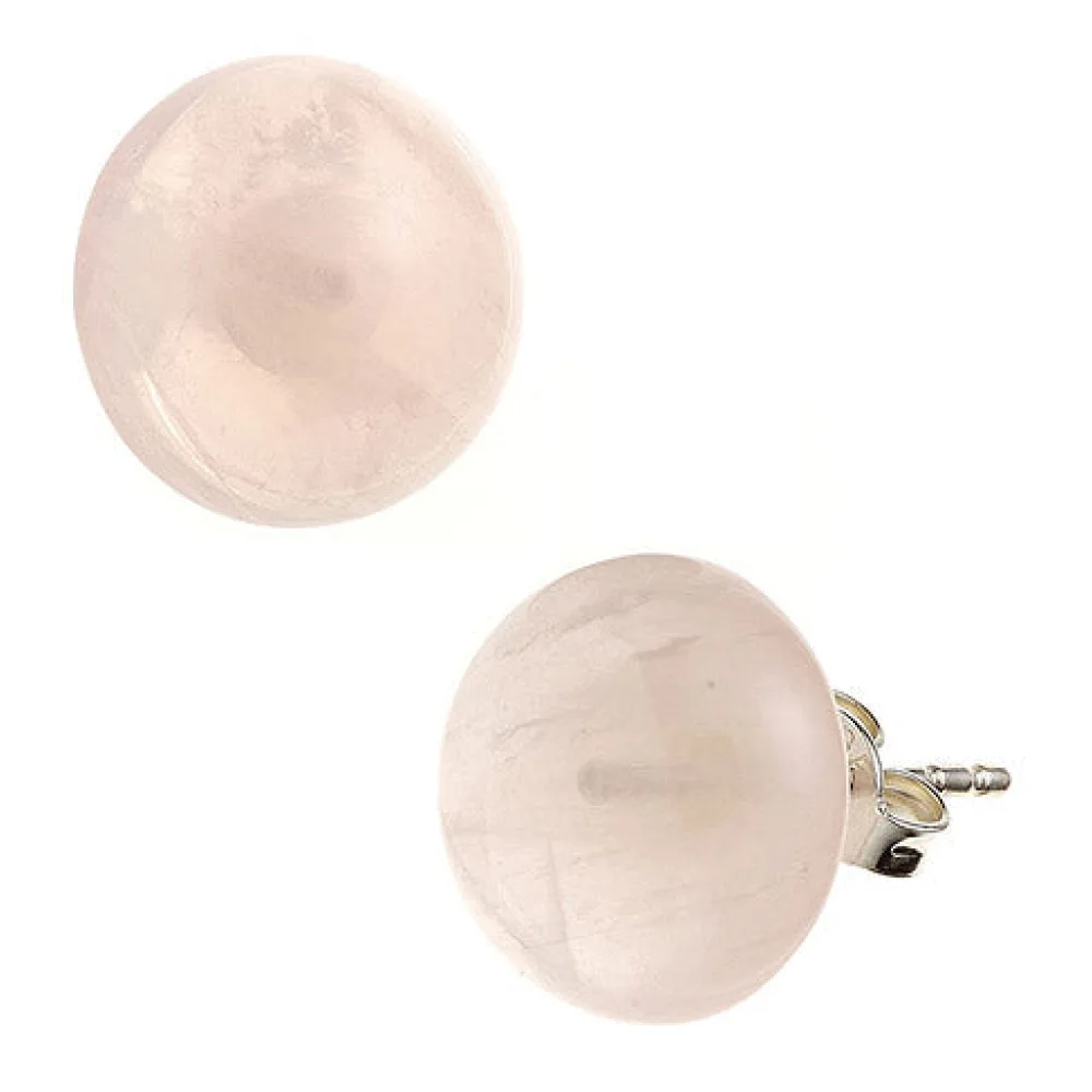 Ohrstecker rund 925 Sterling Silber 2 Rosenquarze Ohrringe