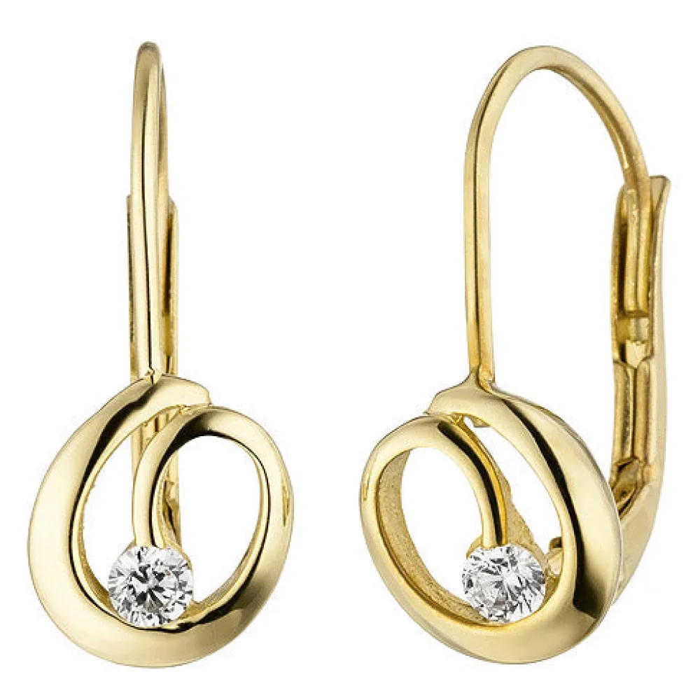 Ohrhänger 333 Gold Gelbgold 2 Zirkonia Ohrringe Boutons Goldohrringe
