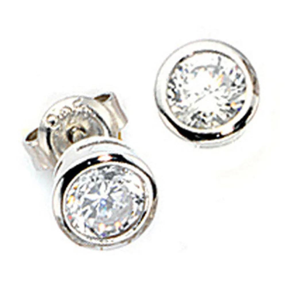 Ohrstecker rund 925 Sterling Silber rhodiniert 2 Zirkonia Ohrringe