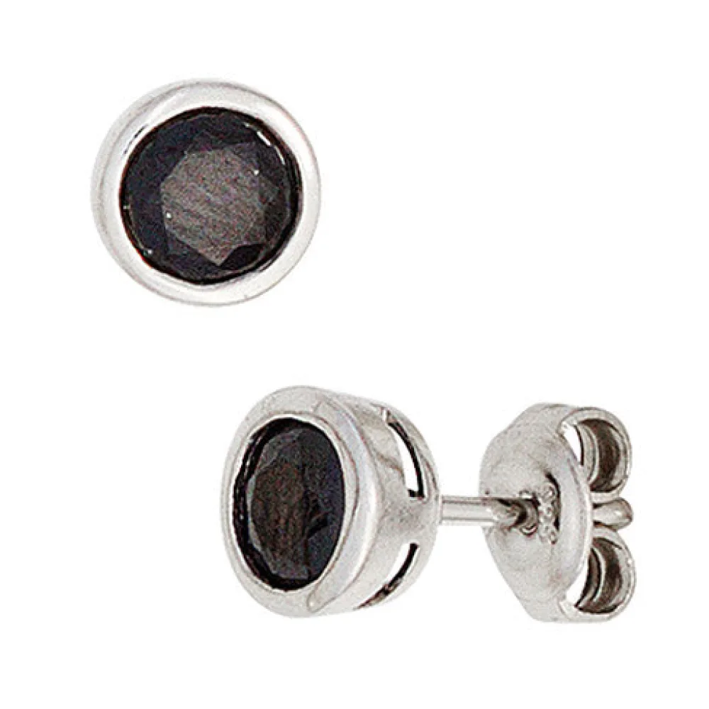 Ohrstecker rund 925 Sterling Silber rhodiniert 2 Zirkonia Ohrringe