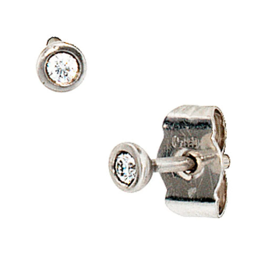 Ohrstecker rund 950 Platin matt 2 Diamanten Brillanten Ohrringe Platinohrringe
