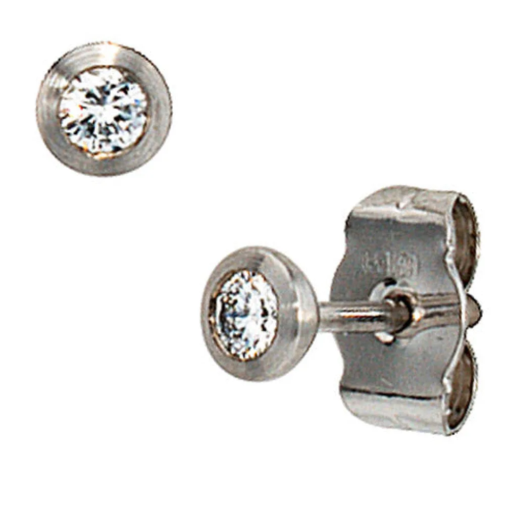 Ohrstecker rund 950 Platin matt 2 Diamanten Brillanten Ohrringe Platinohrringe