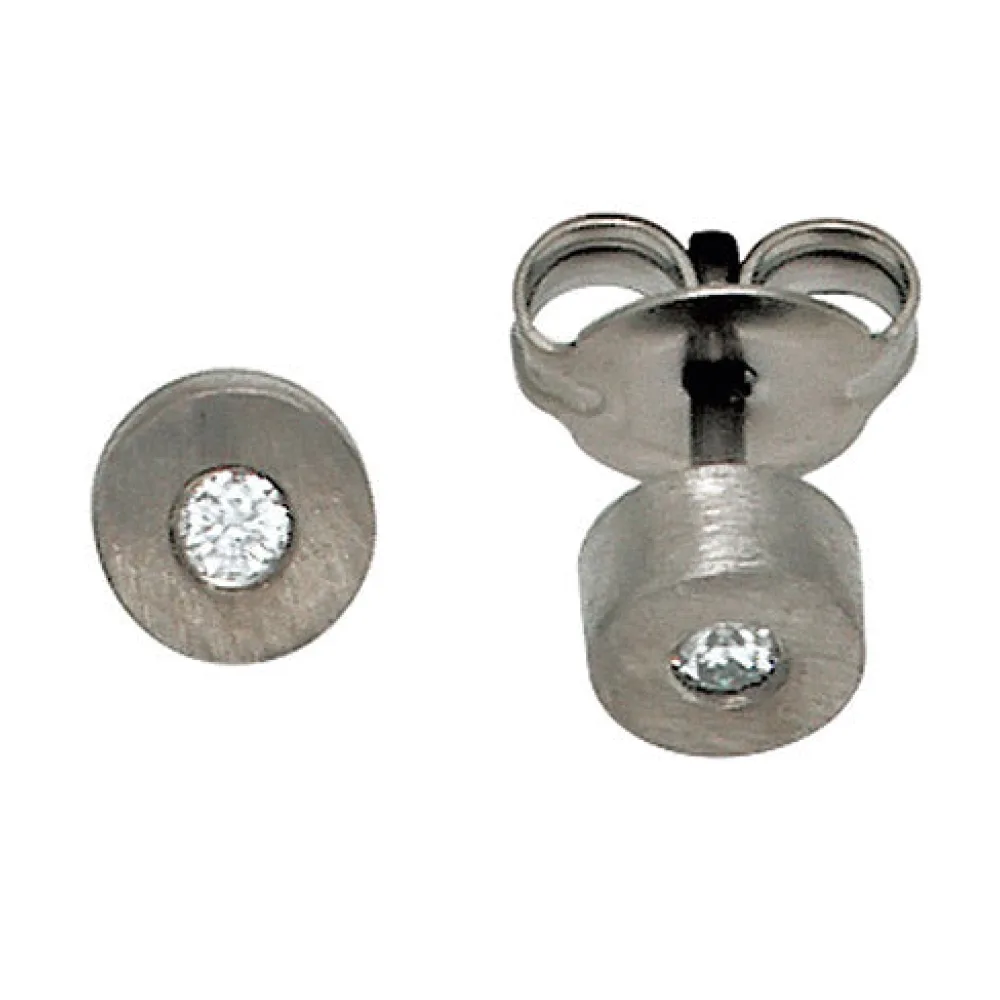 Ohrstecker Titan mattiert 2 Diamanten Brillanten 0 06ct. Ohrringe