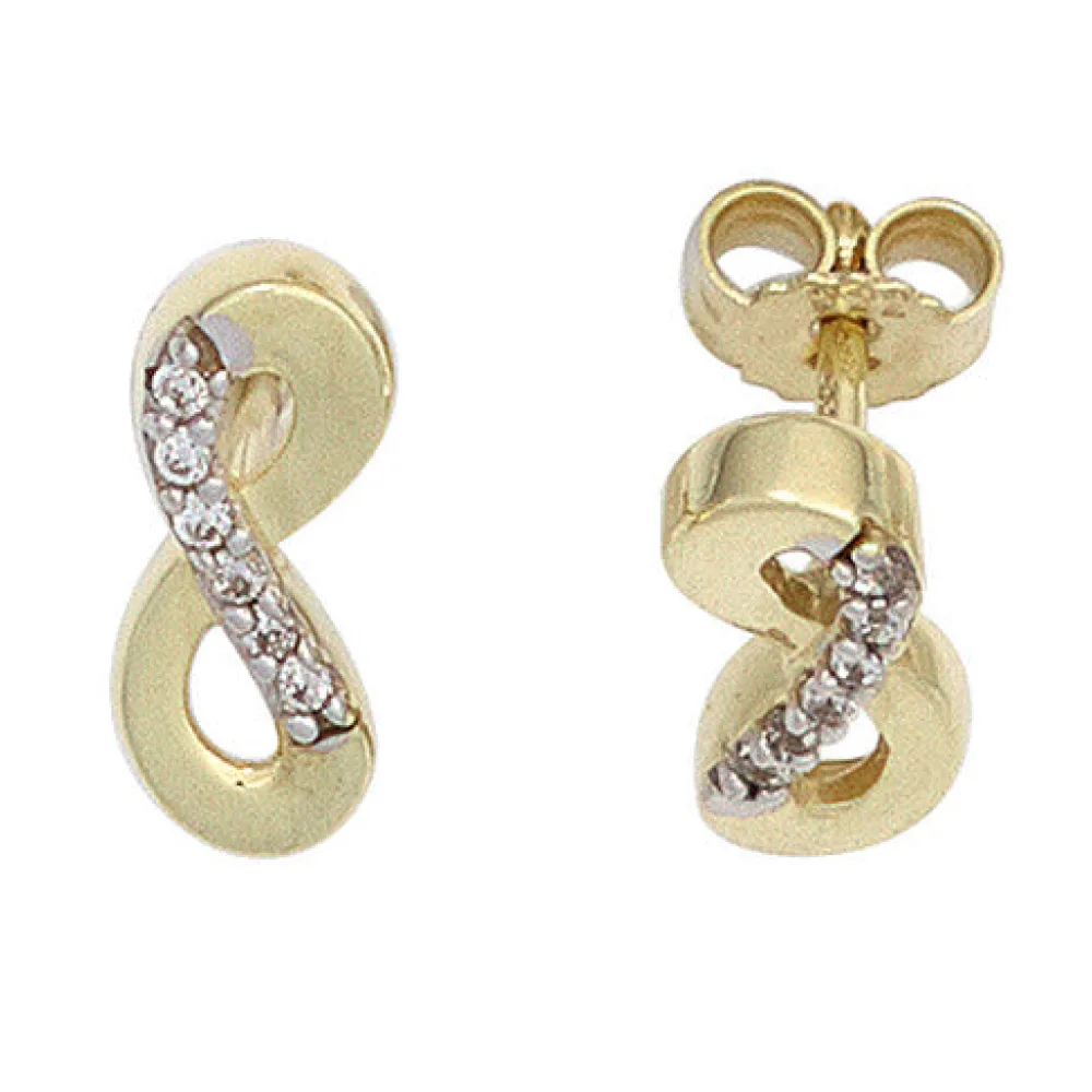 Ohrstecker Unendlichkeit 333 Gold Gelbgold bicolor mit Zirkonia Ohrringe