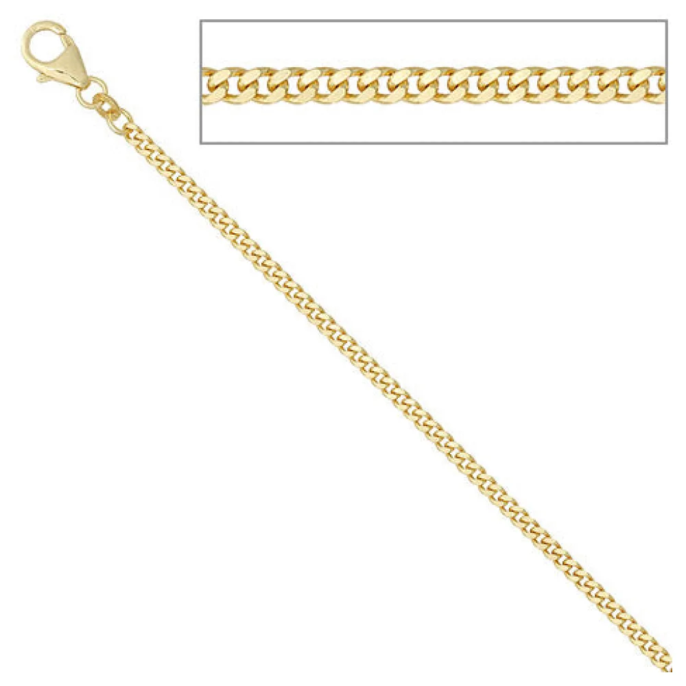 Panzerkette 333 Gelbgold 2 3 mm 70 cm Gold Kette Halskette Goldkette Karabiner