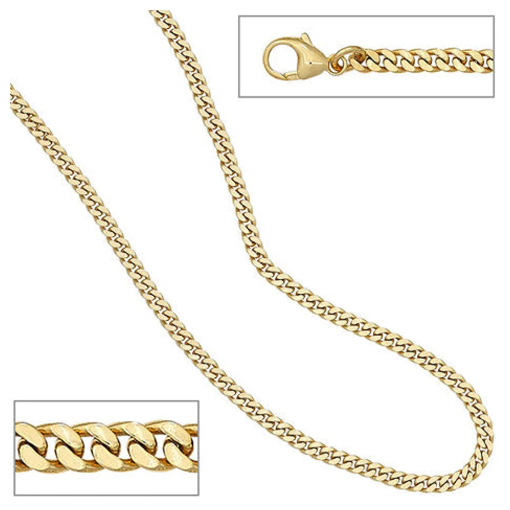 Panzerkette 333 Gelbgold massiv 3 3 mm 50 cm Gold Kette Halskette Goldkette