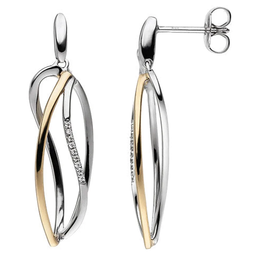 Ohrhänger 333 Gold Weißgold Gelbgold bicolor 18 Zirkonia Ohrringe Ohrstecker