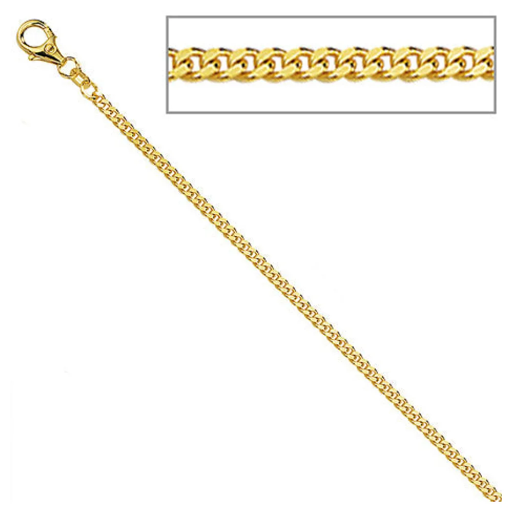Panzerkette 585 Gelbgold diamantiert 2 2 mm 60 cm Gold Kette Halskette Goldkette