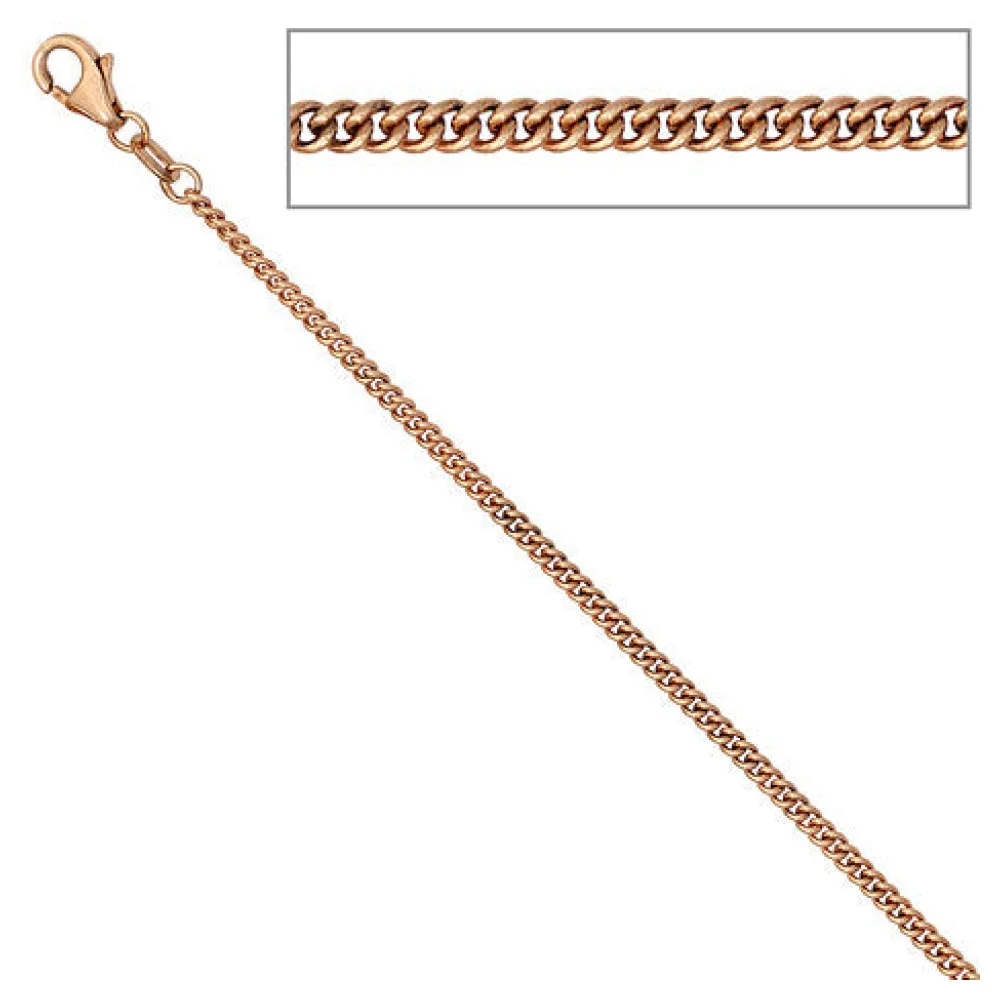 Panzerkette 585 Rotgold 2 0 mm 42 cm Gold Kette Halskette Rotgoldkette Karabiner