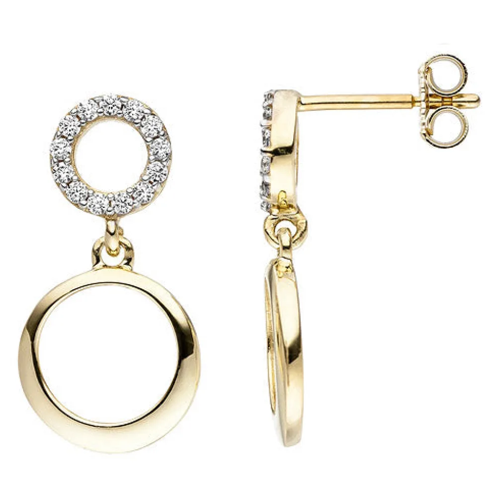 Ohrhänger 375 Gold Gelbgold 26 Zirkonia Ohrringe Ohrstecker Goldohrringe