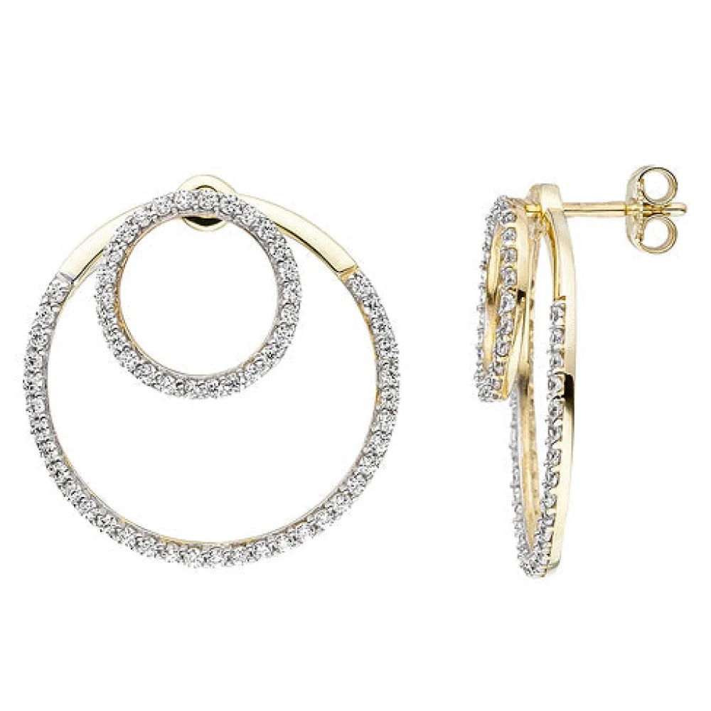 Ohrhänger 375 Gold Gelbgold mit Zirkonia Ohrringe Ohrstecker Goldohrringe