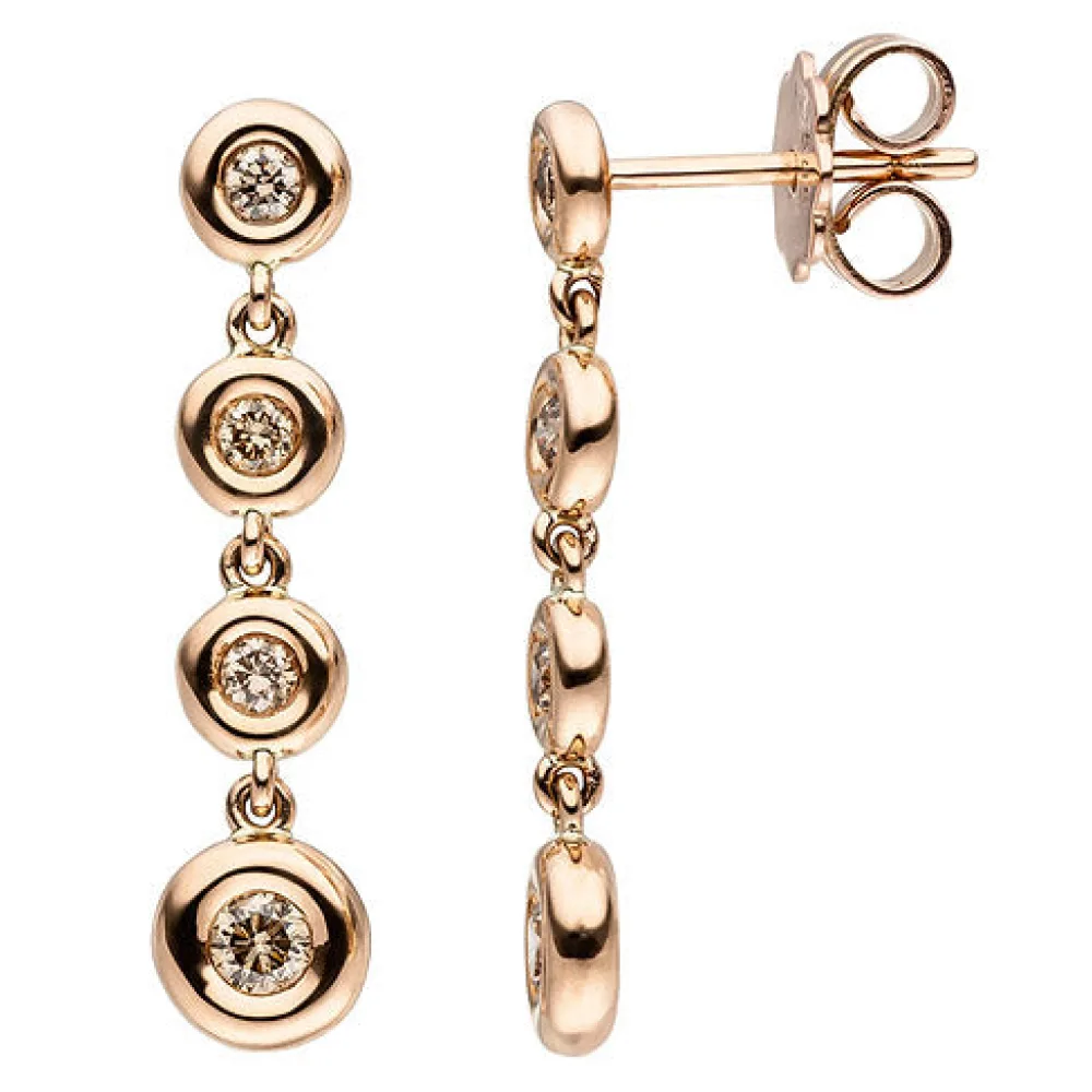 Ohrhänger 585 Gold Rotgold 8 Diamanten Brillanten braun Ohrringe Diamantohrringe