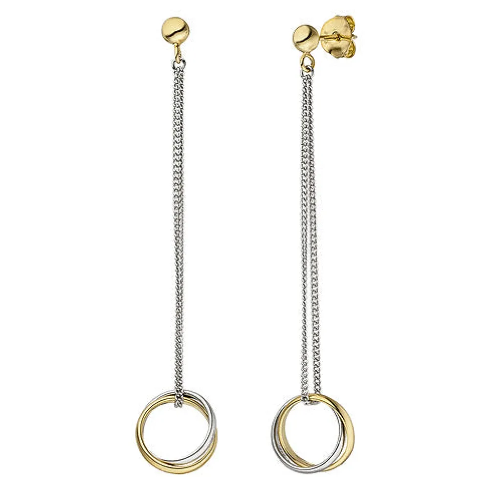 Ohrhänger 925 Silber bicolor vergoldet Ohrringe Ohrstecker