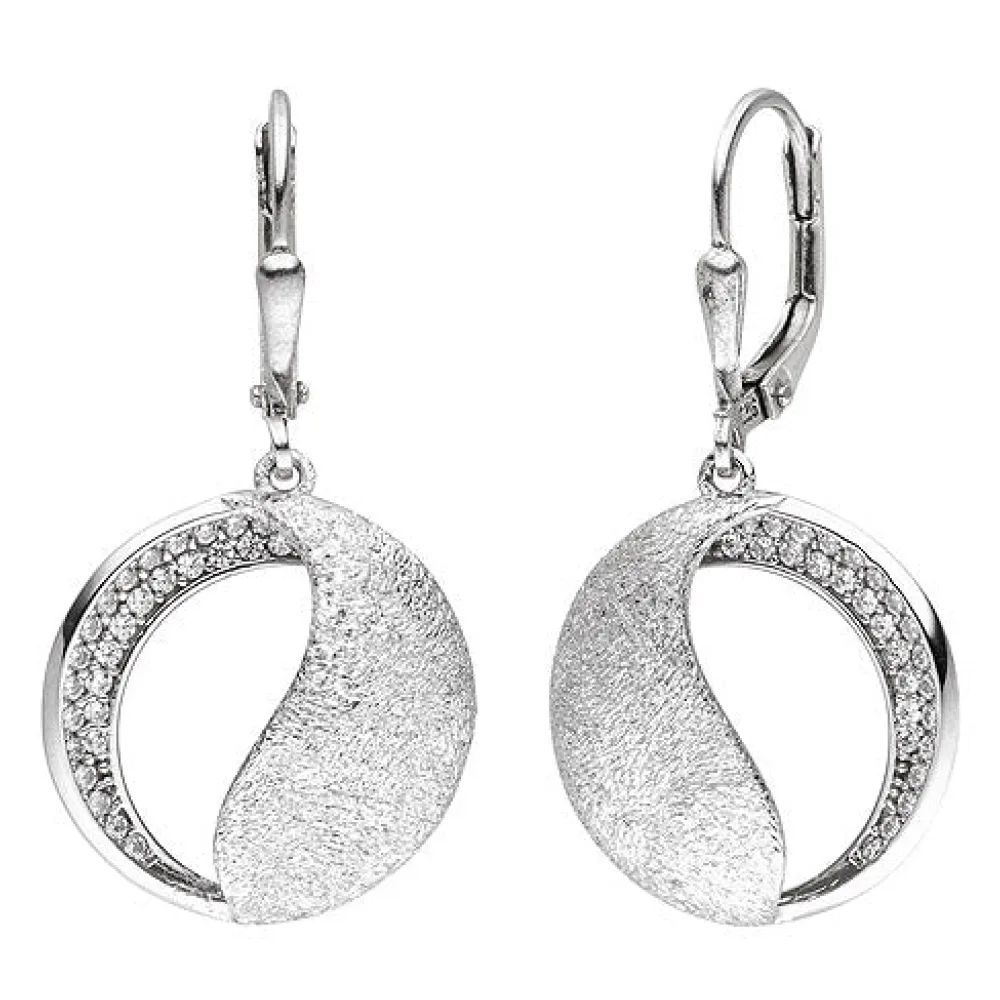 Ohrhänger 925 Silber eismatt 54 Zirkonia Ohrringe Boutons Silberohrringe