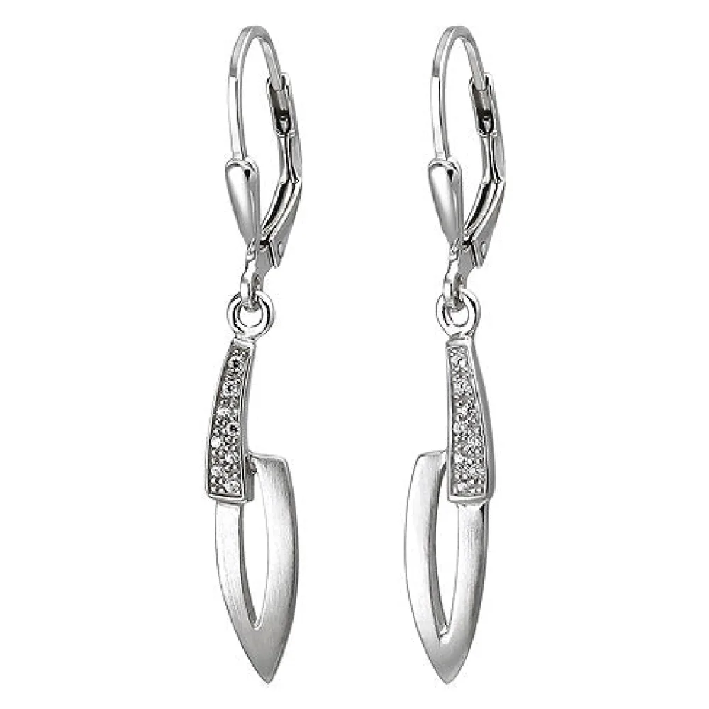 Ohrhänger 925 Silber matt 16 Zirkonia Ohrringe Boutons Silberohrringe
