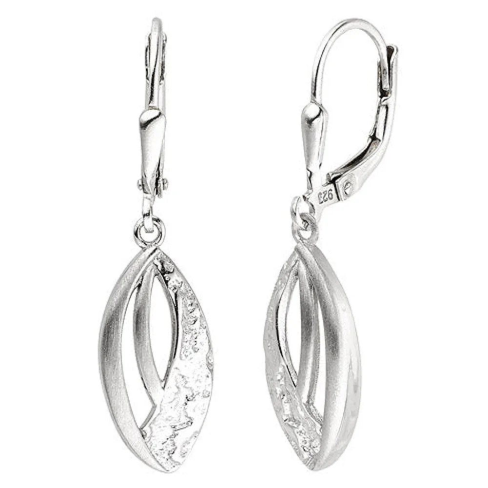 Ohrhänger 925 Silber matt und gehämmert Ohrringe Boutons Silberohrringe