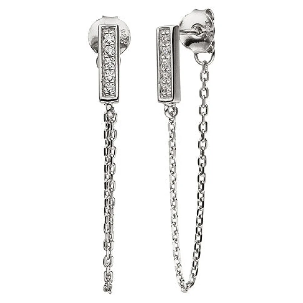 Ohrhänger 925 Sterling Silber 10 Zirkonia Ohrringe Ohrstecker Silberohrringe