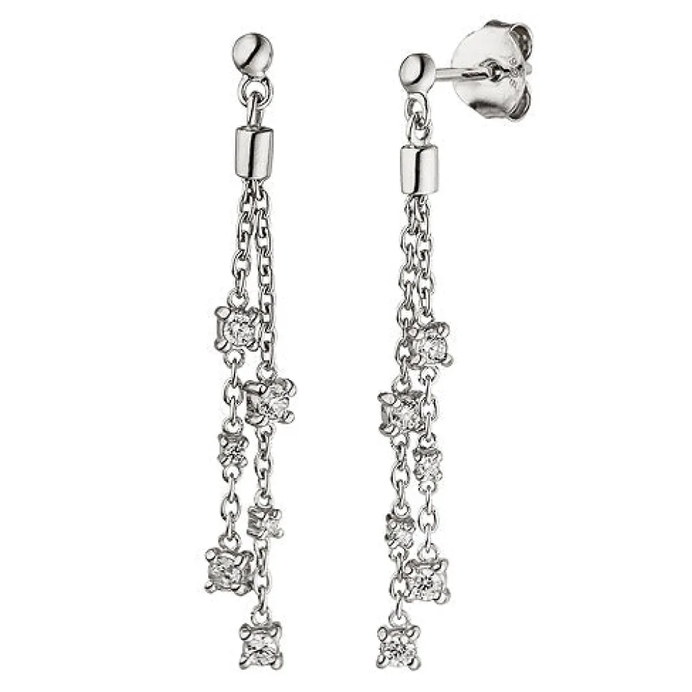Ohrhänger 925 Sterling Silber 12 Zirkonia Ohrringe Ohrstecker Silberohrringe