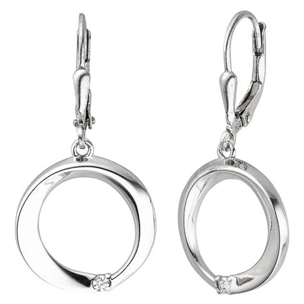 Ohrhänger 925 Sterling Silber 2 Zirkonia Ohrringe Boutons Silberohrringe