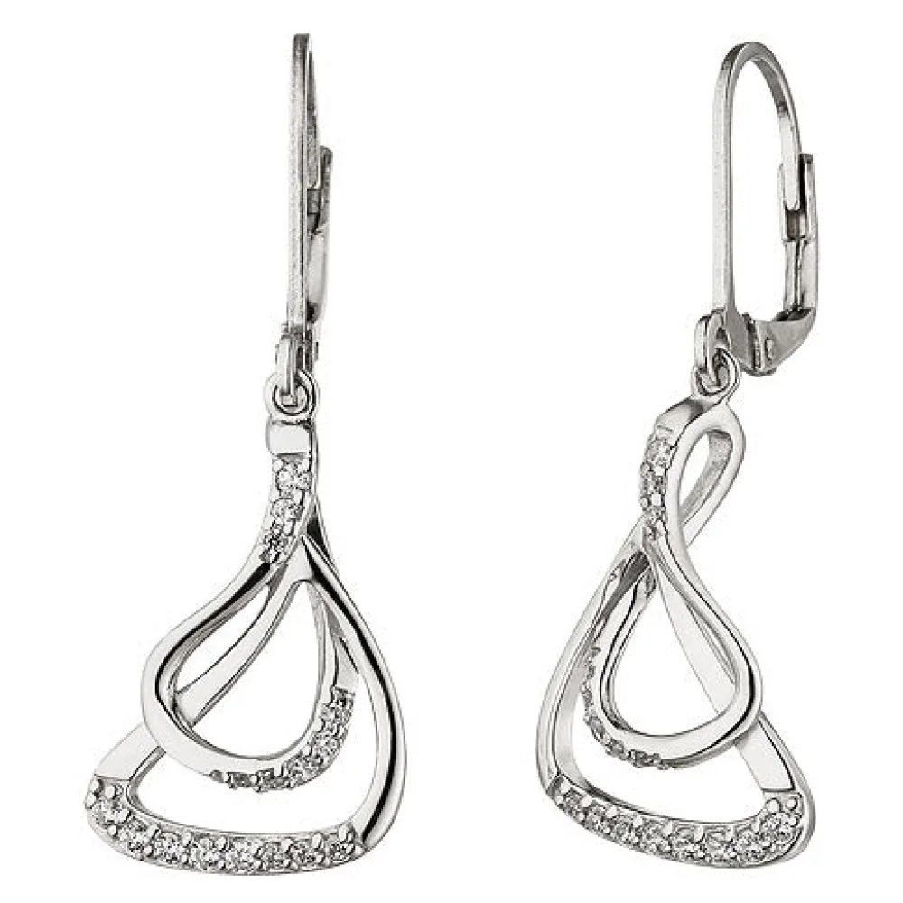 Ohrhänger 925 Sterling Silber 32 Zirkonia Ohrringe Boutons Silberohrringe