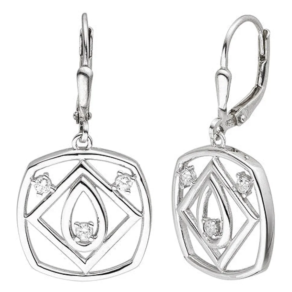 Ohrhänger 925 Sterling Silber 6 Zirkonia Ohrringe Boutons Silberohrringe