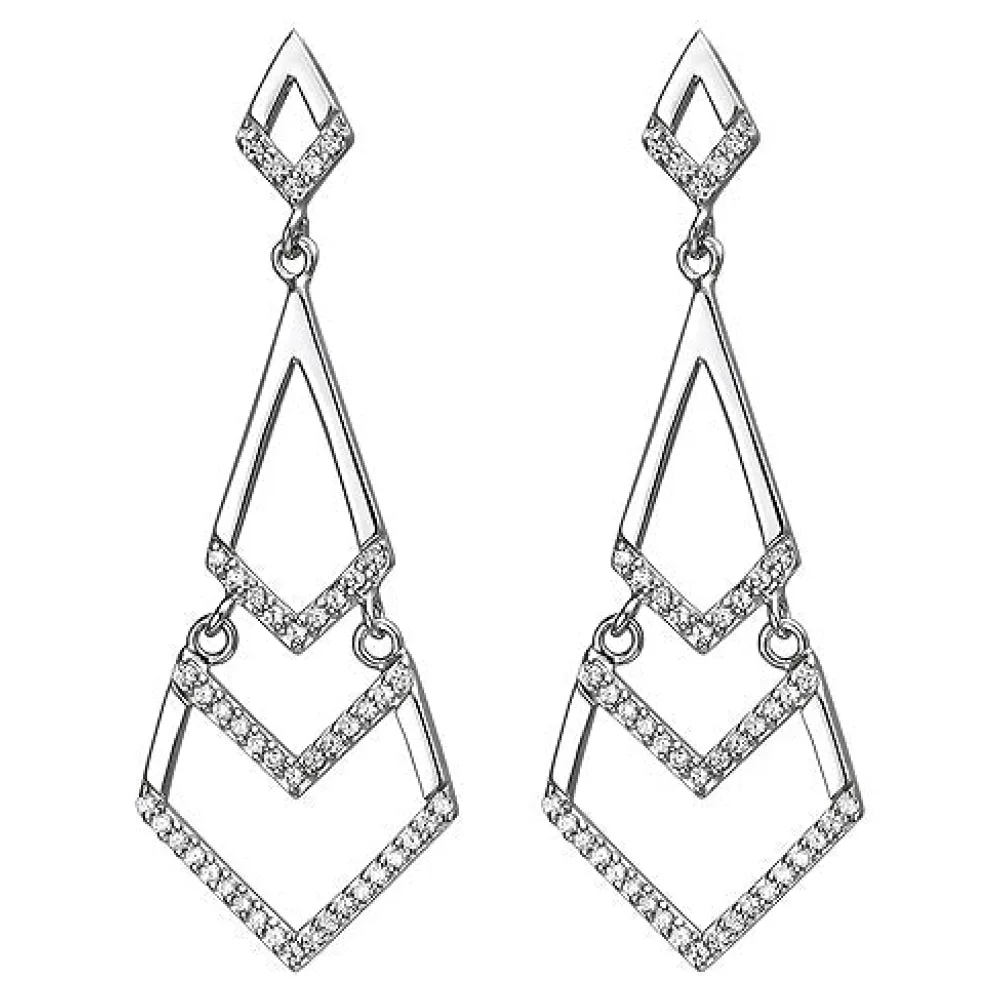 Ohrhänger 925 Sterling Silber 92 Zirkonia Ohrringe Silberohrringe