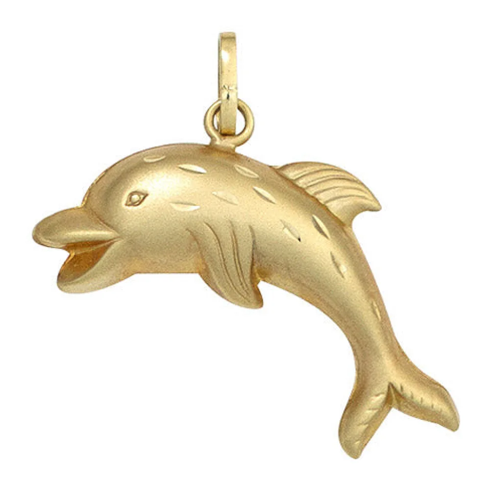 Kinder Anhänger Delfin 333 Gold Gelbgold mattiert Kinderanhänger