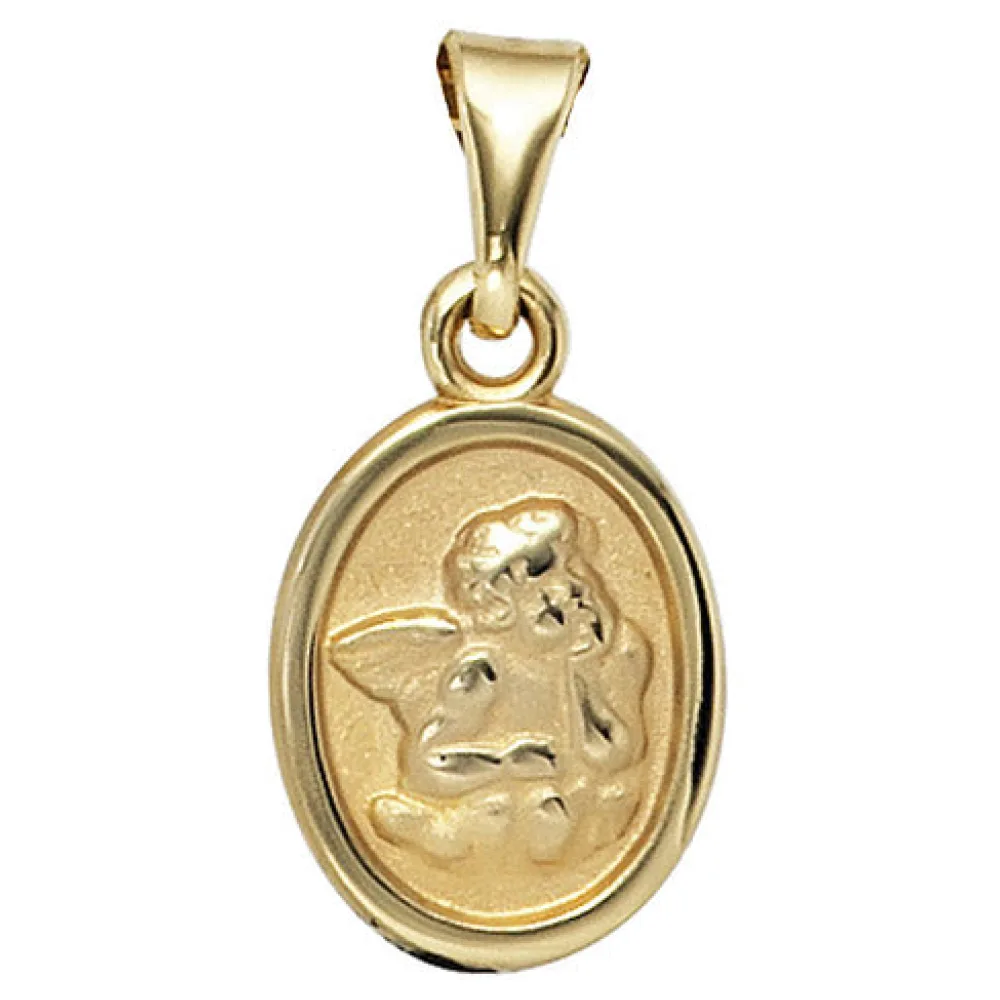 Kinder Anhänger Engel Schutzengel 333 Gold Gelbgold mattiert Kinderanhänger