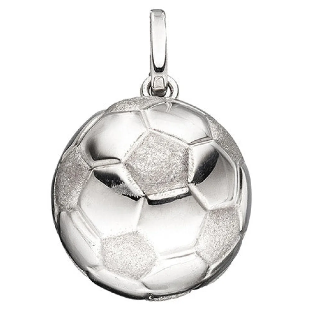 Kinder Anhänger Fußball 925 Sterling Silber rhodiniert mattiert Kinderanhänger