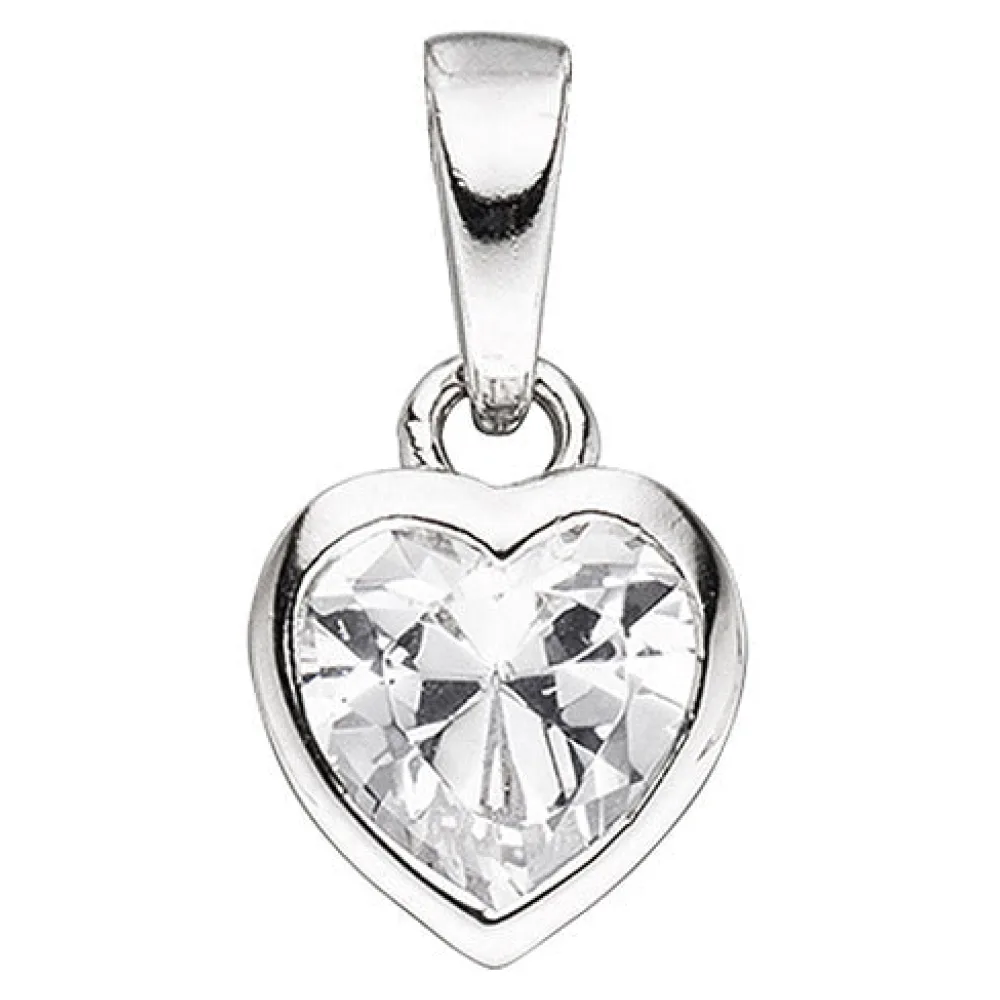 Kinder Anhänger Herz 925 Sterling Silber 1 Zirkonia Herzanhänger Kinderanhänger