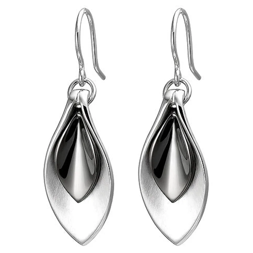 Ohrhänger 925 Sterling Silber bicolor matt Ohrringe Silberohrringe
