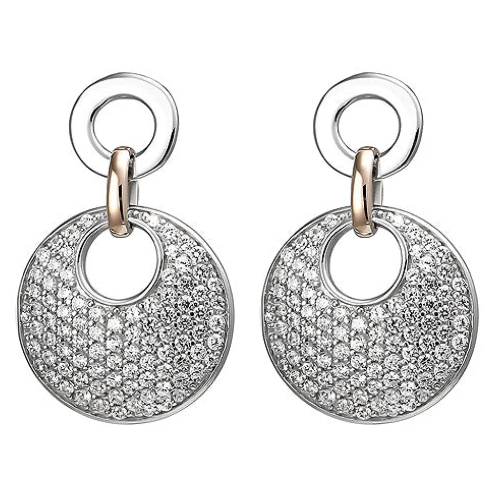 Ohrhänger 925 Sterling Silber bicolor vergoldet 178 Zirkonia Ohrringe