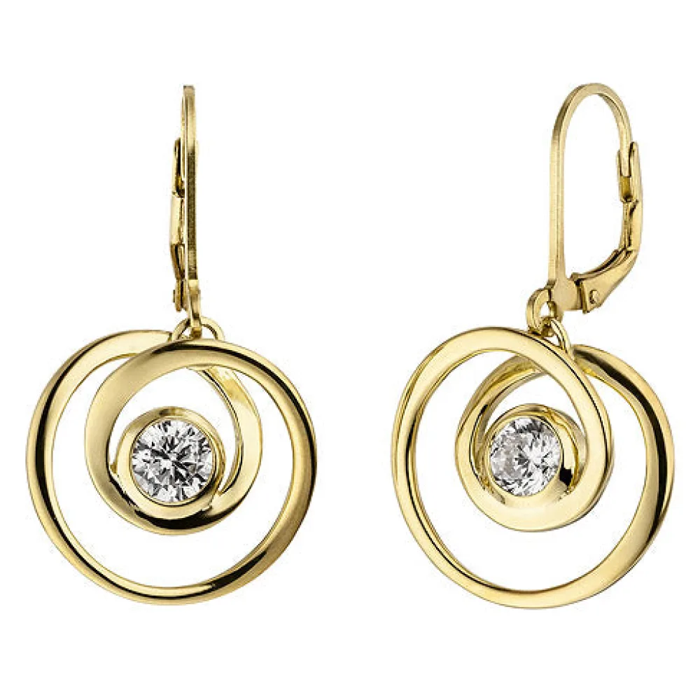 Ohrhänger 925 Sterling Silber gold vergoldet 2 Zirkonia Ohrringe Boutons