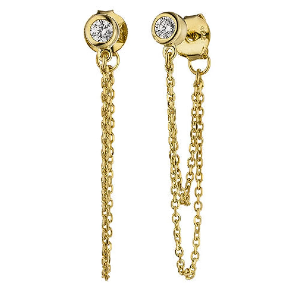 Ohrhänger 925 Sterling Silber gold vergoldet 2 Zirkonia Ohrringe Ohrstecker