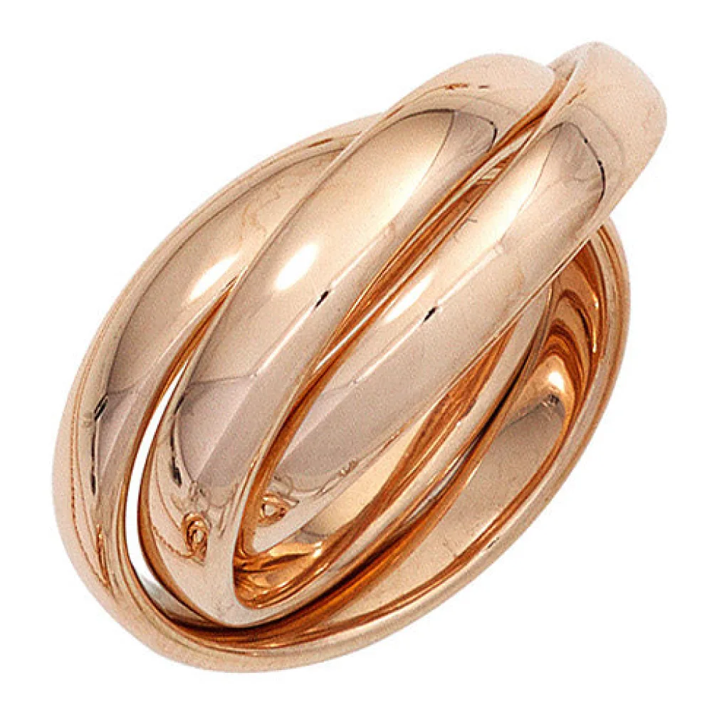 Damen Ring 3-reihig verschlungen 585 Gold Rotgold Rotgoldring-56
